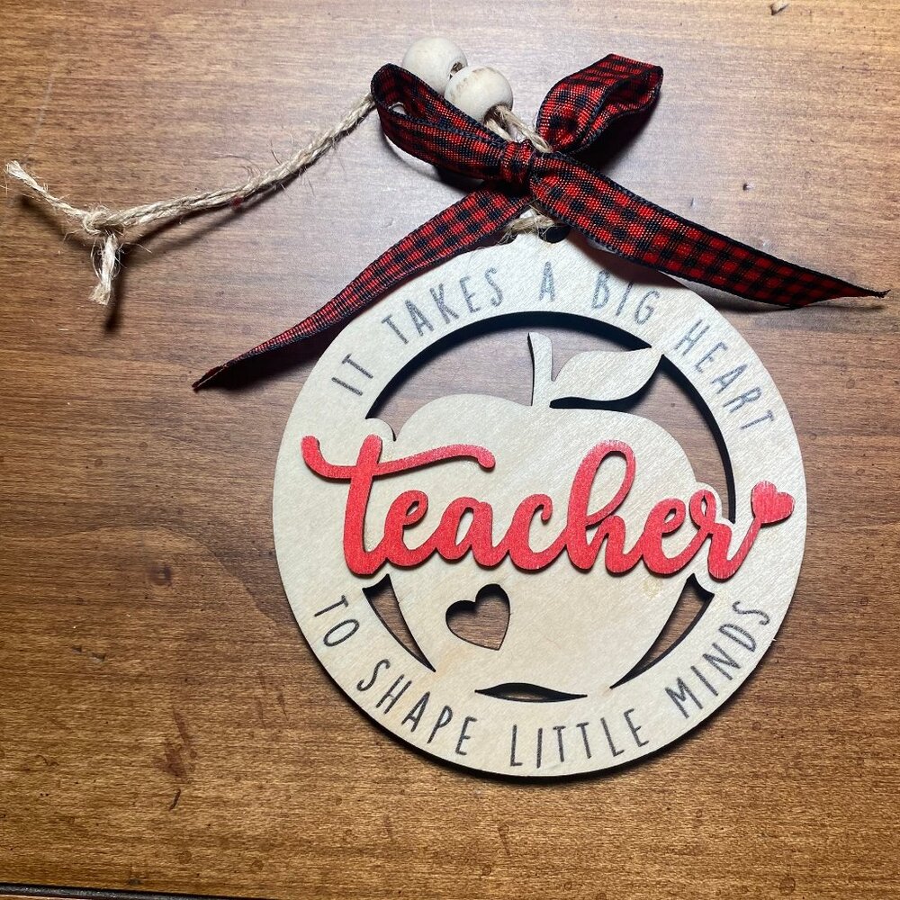 Teacher Gift Wooden Christmas Ornament